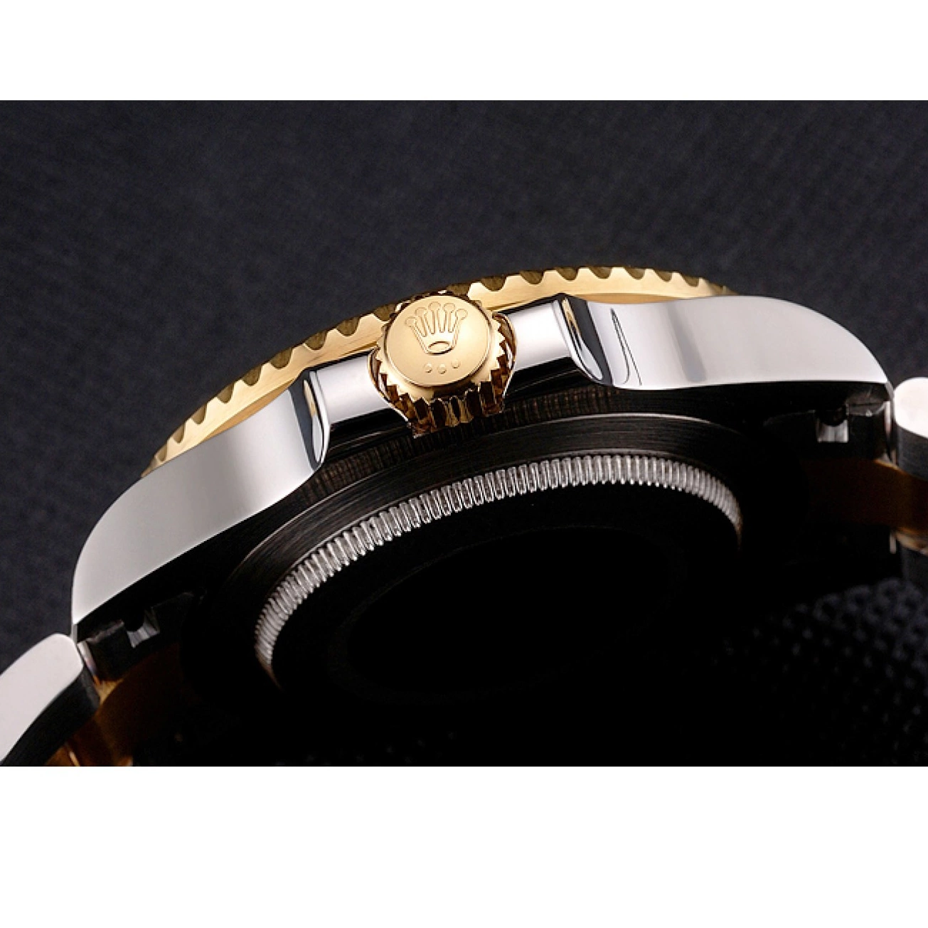 Aaa replica watch Two Bezel Rolex And Swiss Gold Bracelet Steel Submariner Tone Black Dial 0706